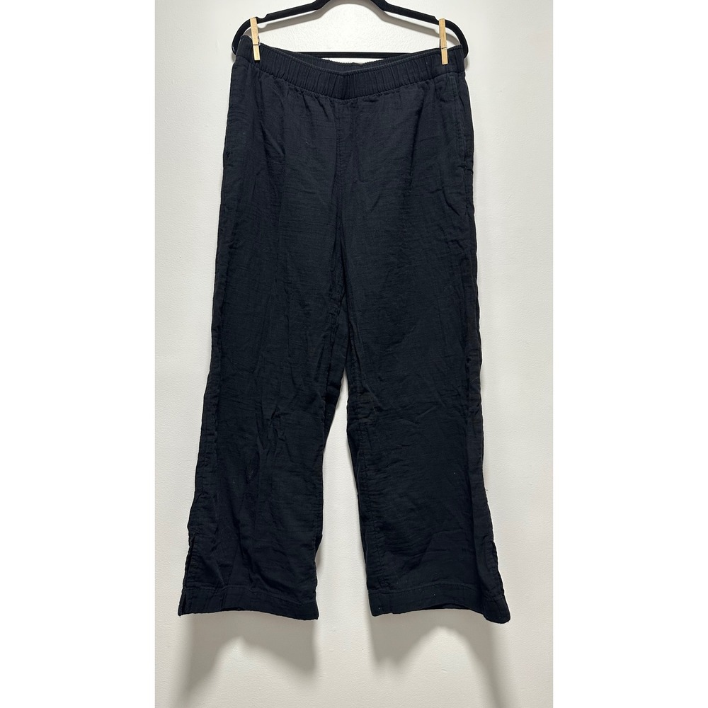 Old Navy Black Wide Leg Comfort Waistband Linen Blend Pants Womens Large